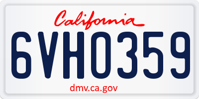 CA license plate 6VHO359