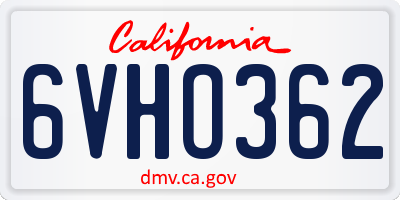 CA license plate 6VHO362