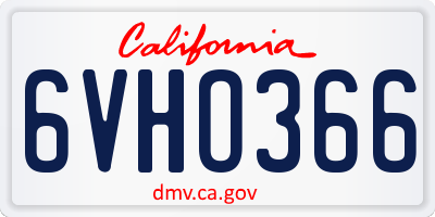 CA license plate 6VHO366