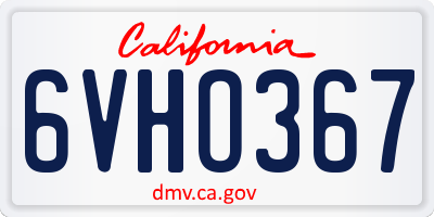 CA license plate 6VHO367