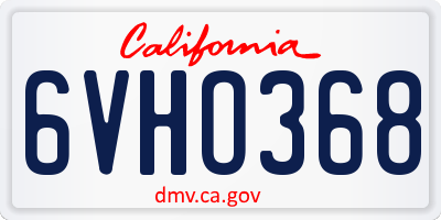 CA license plate 6VHO368