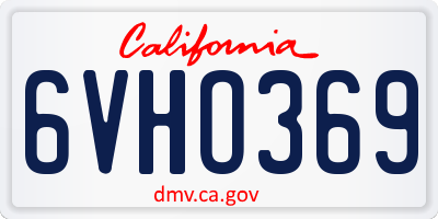 CA license plate 6VHO369
