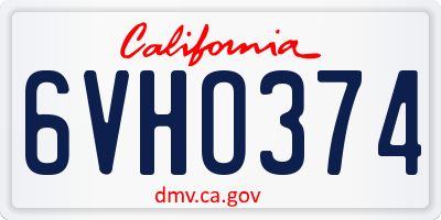 CA license plate 6VHO374
