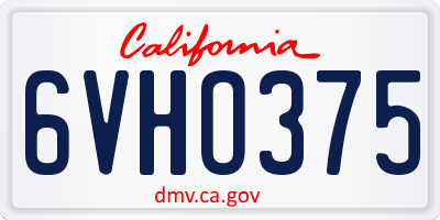 CA license plate 6VHO375