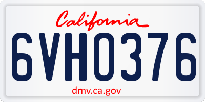CA license plate 6VHO376