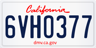 CA license plate 6VHO377