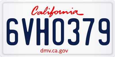 CA license plate 6VHO379