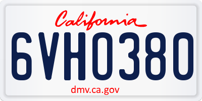 CA license plate 6VHO380