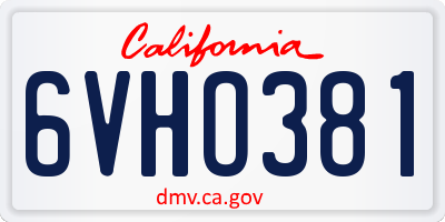 CA license plate 6VHO381