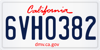 CA license plate 6VHO382