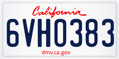 CA license plate 6VHO383
