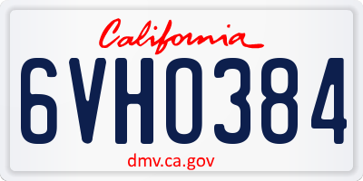 CA license plate 6VHO384