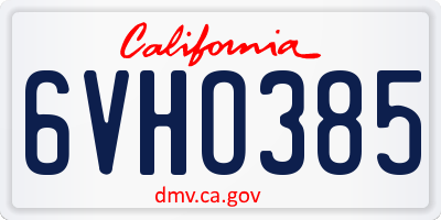 CA license plate 6VHO385