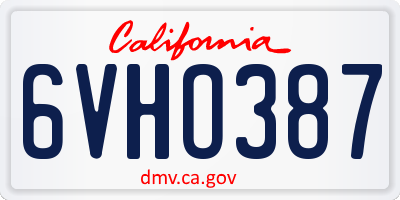 CA license plate 6VHO387