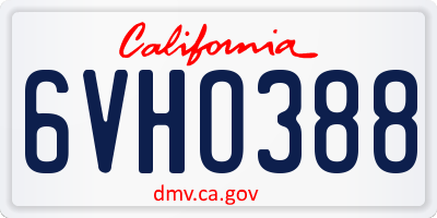CA license plate 6VHO388