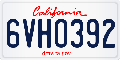 CA license plate 6VHO392