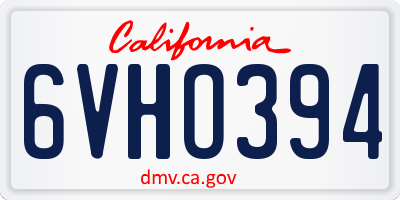CA license plate 6VHO394