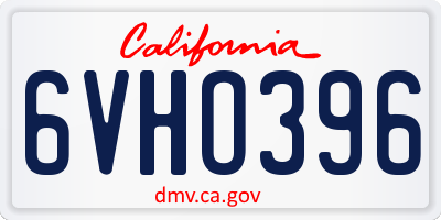 CA license plate 6VHO396