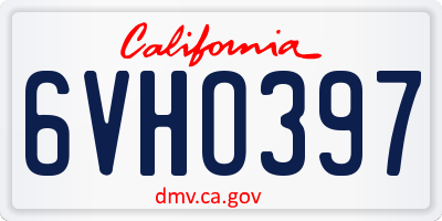 CA license plate 6VHO397