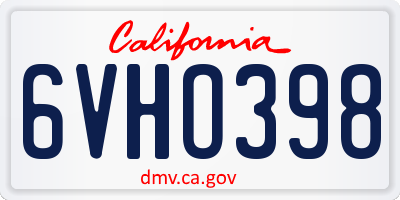 CA license plate 6VHO398