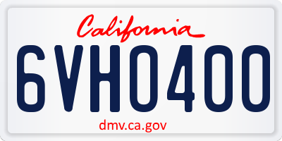 CA license plate 6VHO400