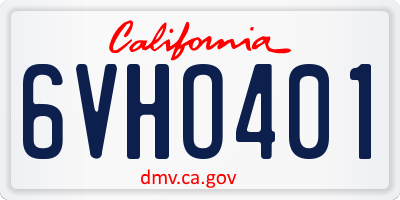 CA license plate 6VHO401