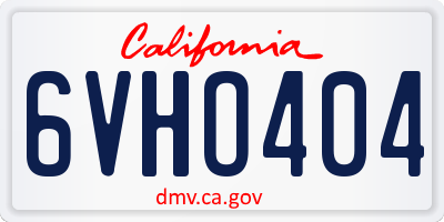 CA license plate 6VHO404