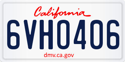 CA license plate 6VHO406