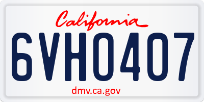 CA license plate 6VHO407