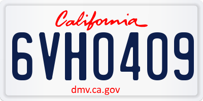 CA license plate 6VHO409