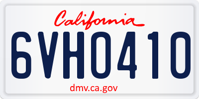 CA license plate 6VHO410
