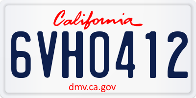 CA license plate 6VHO412