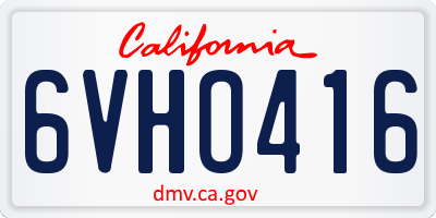 CA license plate 6VHO416