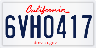CA license plate 6VHO417