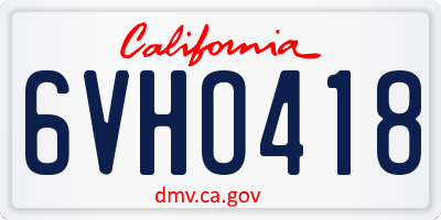CA license plate 6VHO418