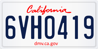 CA license plate 6VHO419