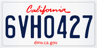 CA license plate 6VHO427