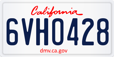 CA license plate 6VHO428