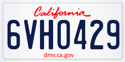 CA license plate 6VHO429