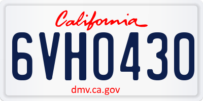 CA license plate 6VHO430