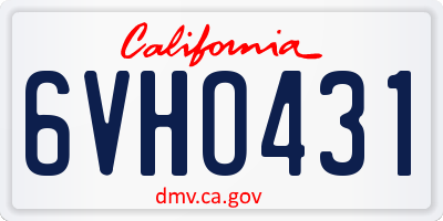 CA license plate 6VHO431