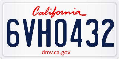 CA license plate 6VHO432