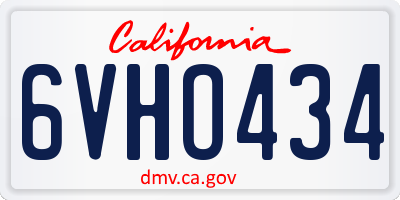 CA license plate 6VHO434