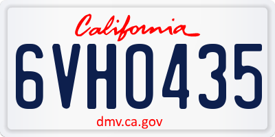 CA license plate 6VHO435
