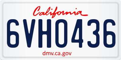 CA license plate 6VHO436