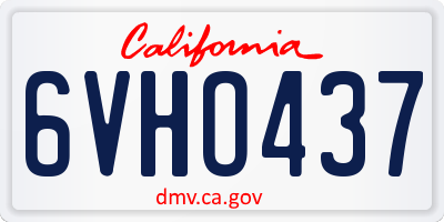 CA license plate 6VHO437