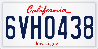 CA license plate 6VHO438