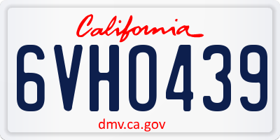 CA license plate 6VHO439