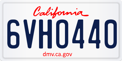 CA license plate 6VHO440