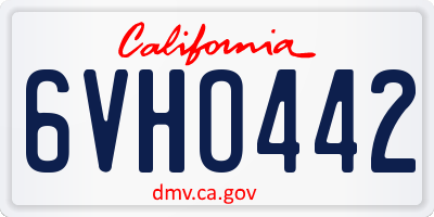 CA license plate 6VHO442